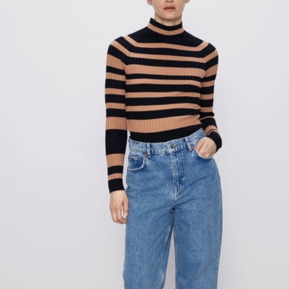 Zara Sweaters - Zara Mock neck striped sweater size Small NWT